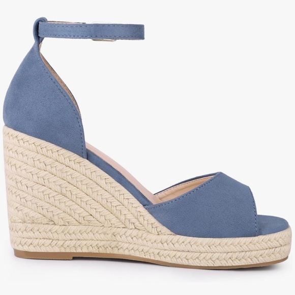 Blue Espadrille Wedge Sandals - Picture 3 of 6
